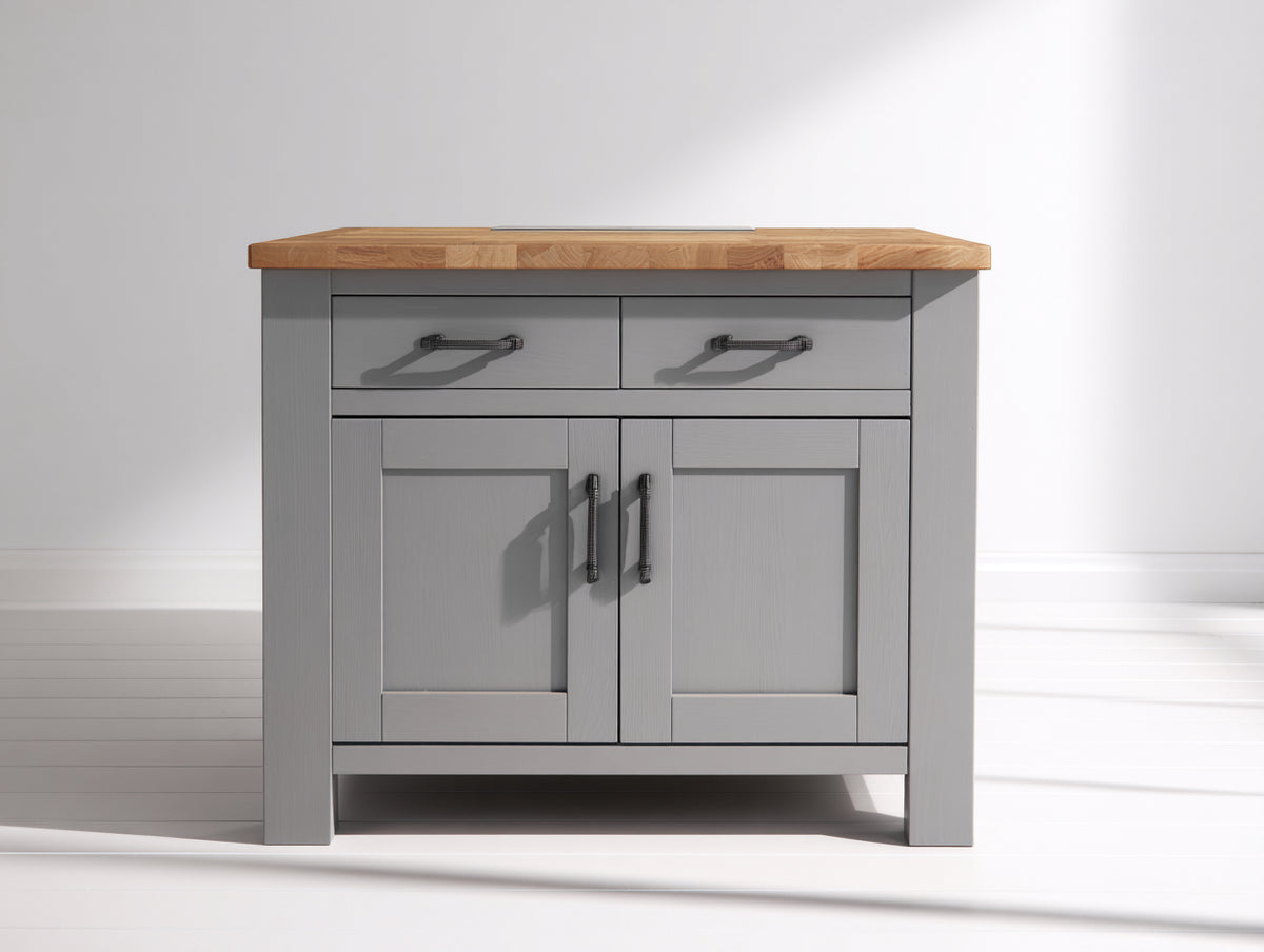 Credenza - Legno ingegnerizzato-metallo - 115 x 45 x 90 cm - Grigio chiaro-rovere naturale - Stile moderno rustico