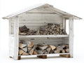 Portalegna da esterno - Legno - 180 x 70 x 160 cm - Bianco - Stile rustico con tetto spiovente