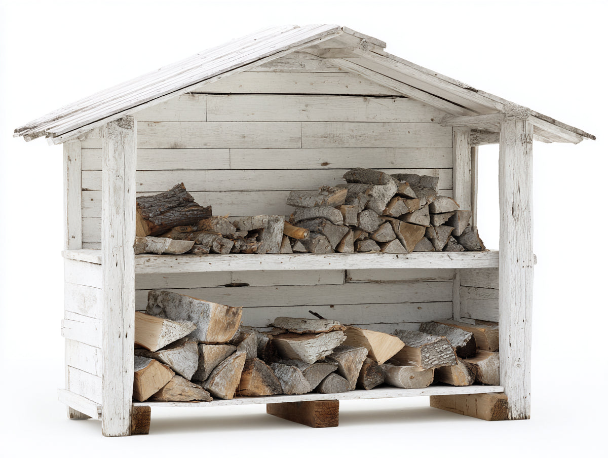 Portalegna da esterno - Legno - 180 x 70 x 160 cm - Bianco - Stile rustico con tetto spiovente