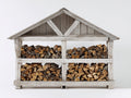 Portalegna - Legno - 200 x 85 x 170 cm - Bianco-Grigio - Stile rustico con tetto a doppia falda