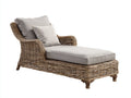 Lettino prendisole - Rattan sintetico-Tessuto-Legno - 182 x 84 x 90 cm - Marrone naturale-Beige chiaro - Stile classico