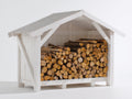 Portalegna - Legno - 175 x 90 x 170 cm - Bianco - Stile rustico con tetto a doppia falda