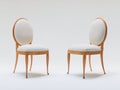 Sedia da pranzo - Legno-Tessuto - 49 x 55 x 95 cm - Avorio-Legno naturale - Stile classico
