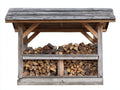 Portalegna da esterno - Legno - 200 x 75 x 175 cm - Marrone-Grigio - Stile rustico con tettoia