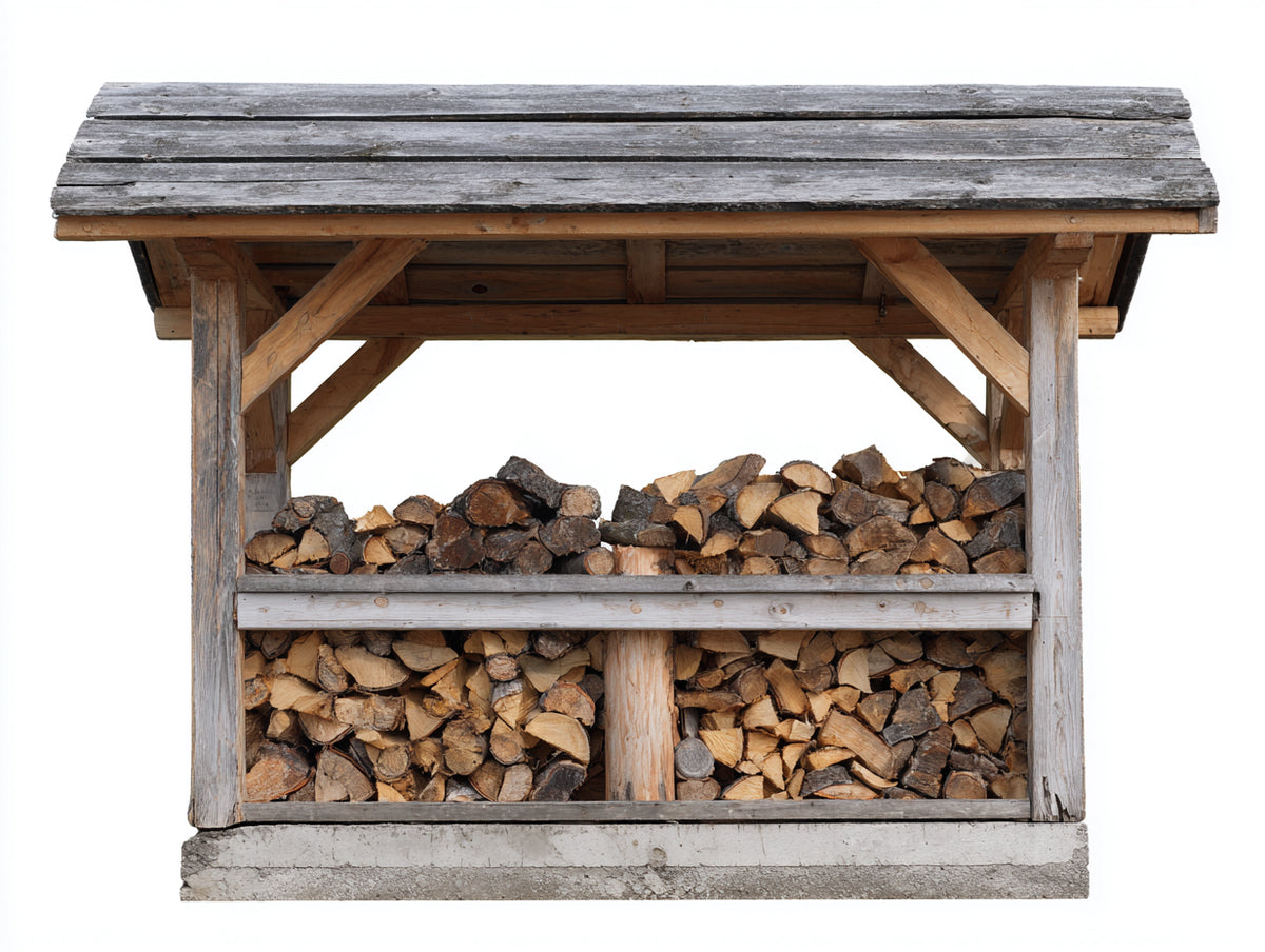 Portalegna da esterno - Legno - 200 x 75 x 175 cm - Marrone-Grigio - Stile rustico con tettoia