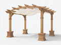 Pergola da giardino - Legno-Tessuto - 320 x 300 x 245 cm - Marrone chiaro-Bianco - Stile classico con copertura ondulata