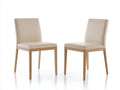 Sedia da pranzo - Legno-Similpelle - 48 x 55 x 89 cm - Beige-Legno naturale - Stile moderno