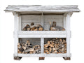 Portalegna da esterno - Legno - 170 x 65 x 165 cm - Bianco-Legno naturale - Stile rustico con tettoia ampia