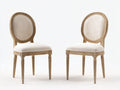 Sedia da pranzo - Legno-Tessuto - 49 x 55 x 94 cm - Beige-Legno naturale - Stile classico
