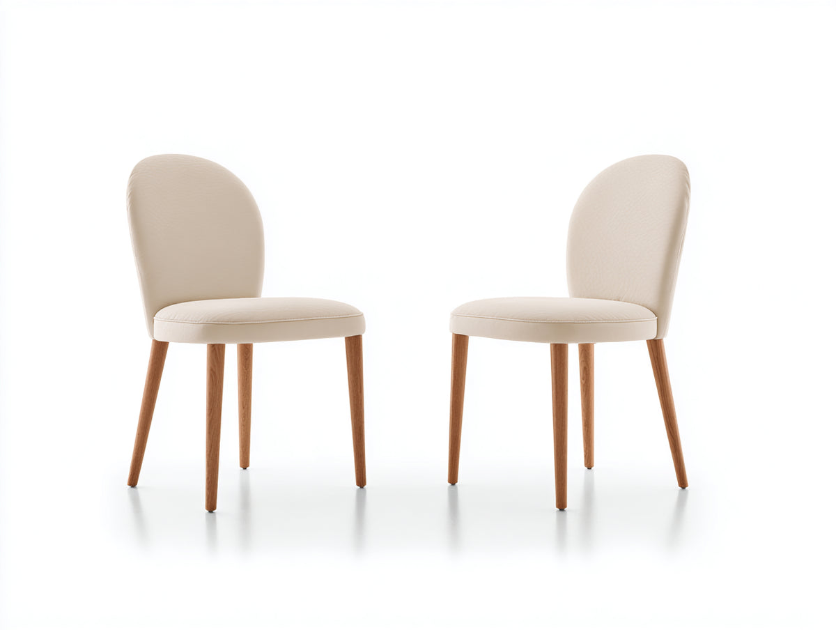 Sedia da pranzo - Legno-Tessuto - 48 x 53 x 82 cm - Panna-Noce chiaro - Stile moderno