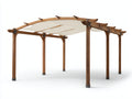 Pergola da giardino - Legno-Tessuto - 400 x 300 x 250 cm - Marrone scuro-Bianco crema - Stile classico con copertura arcuata