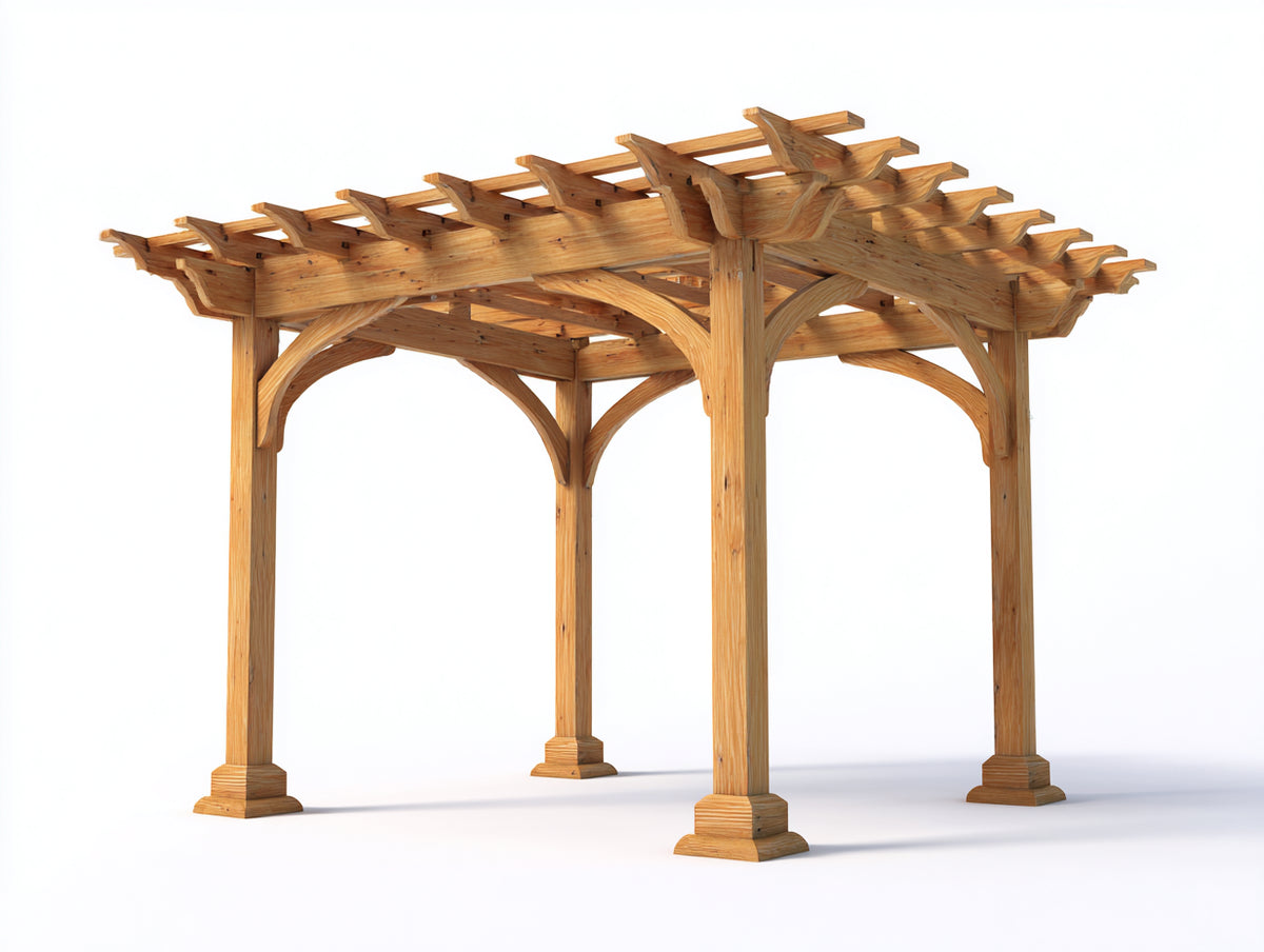 Pergola da giardino - Legno - 300 x 300 x 250 cm - Marrone chiaro - Stile orientale con tetto a griglia