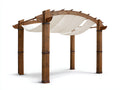 Pergola da giardino - Legno-Tessuto - 320 x 300 x 245 cm - Marrone scuro-Bianco crema - Stile rustico con copertura curva