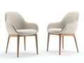 Sedia da pranzo - Legno-Tessuto - 60 x 61 x 84 cm - Crema-Legno naturale - Stile contemporaneo