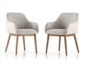 Sedia da pranzo - Legno-Tessuto - 58 x 59 x 82 cm - Beige-Legno naturale - Stile contemporaneo