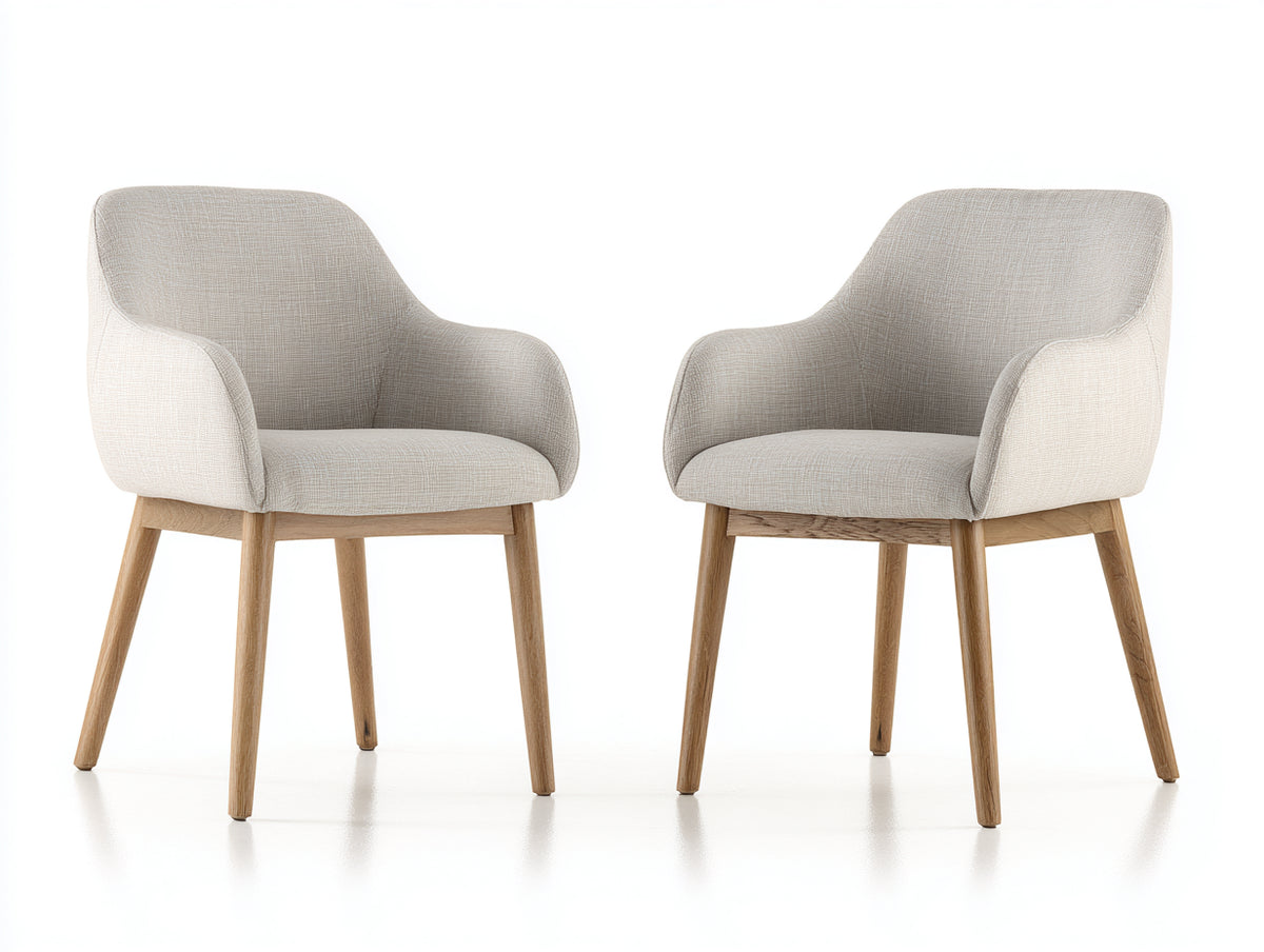 Sedia da pranzo - Legno-Tessuto - 58 x 59 x 82 cm - Beige-Legno naturale - Stile contemporaneo
