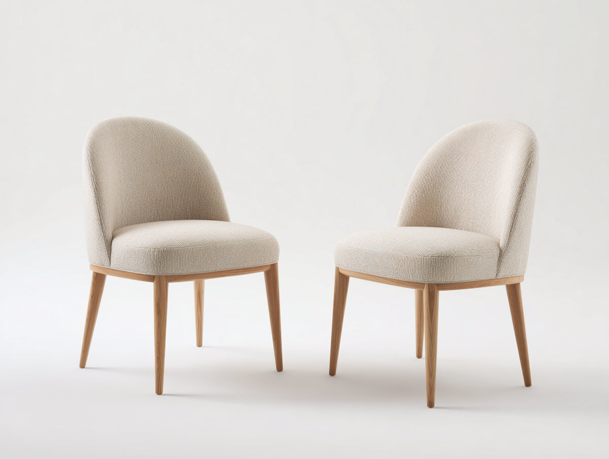 Sedia da pranzo - Legno-Tessuto - 51 x 55 x 84 cm - Beige-Legno naturale - Stile contemporaneo