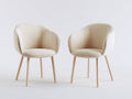 Sedia da pranzo - Legno-Tessuto - 59 x 60 x 83 cm - Crema-Legno naturale - Stile contemporaneo