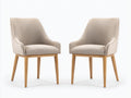 Sedia da pranzo - Legno-Tessuto - 58 x 61 x 87 cm - Beige-Legno naturale - Stile contemporaneo