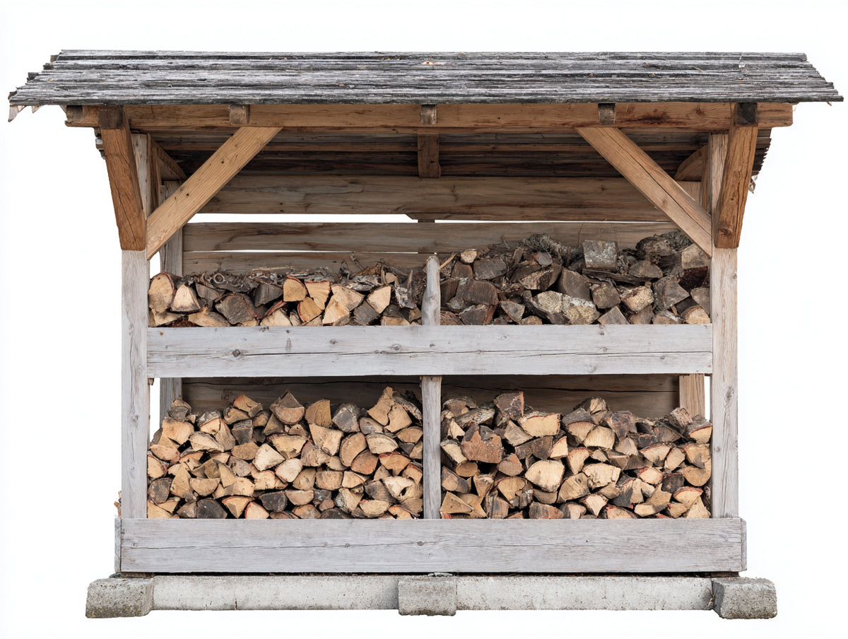 Portalegna da esterno - Legno - 210 x 70 x 180 cm - Marrone-Grigio - Stile rustico con tettoia sporgente